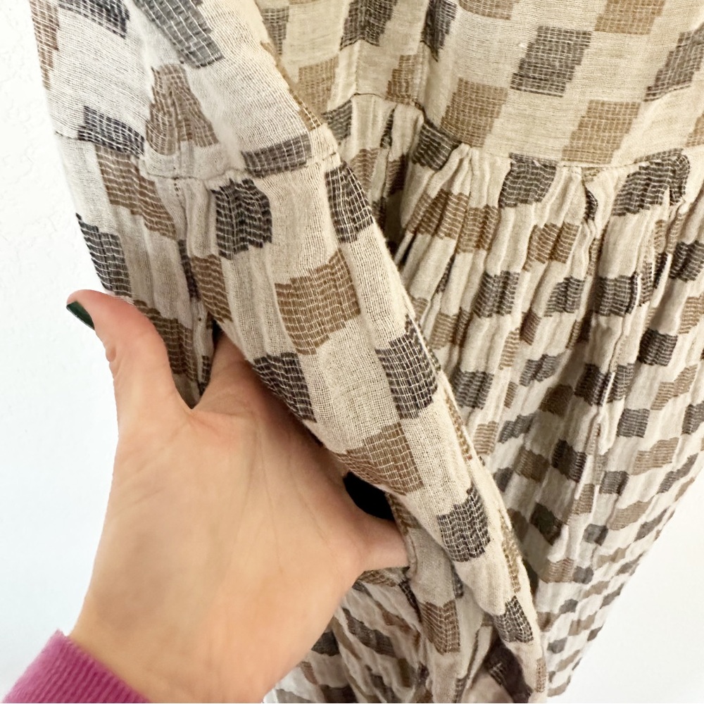NWT Ace & Jig Tate Dress In Sedona Checkered Brown Reversible Pockets Sz M - Picture 7 of 10